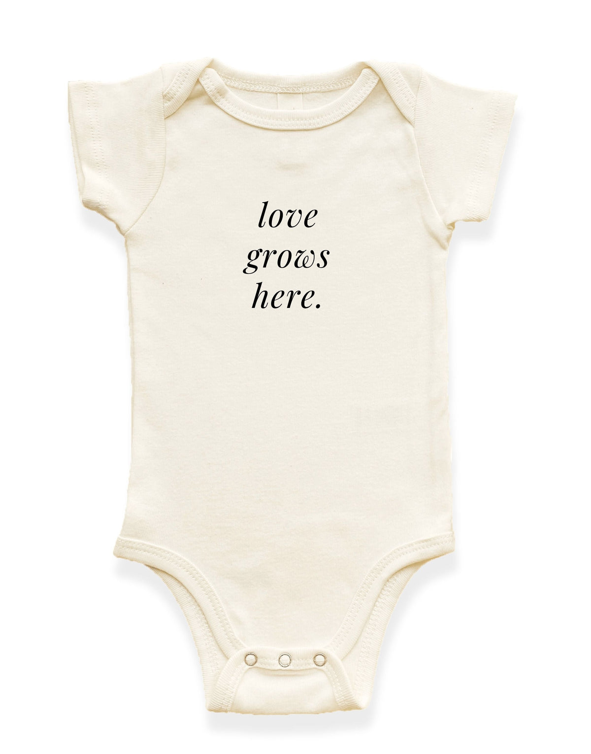 Love Grows Here Organic Cotton Baby Bodysuit - 0-3M, 3-6M, 6-12M, 12-18M