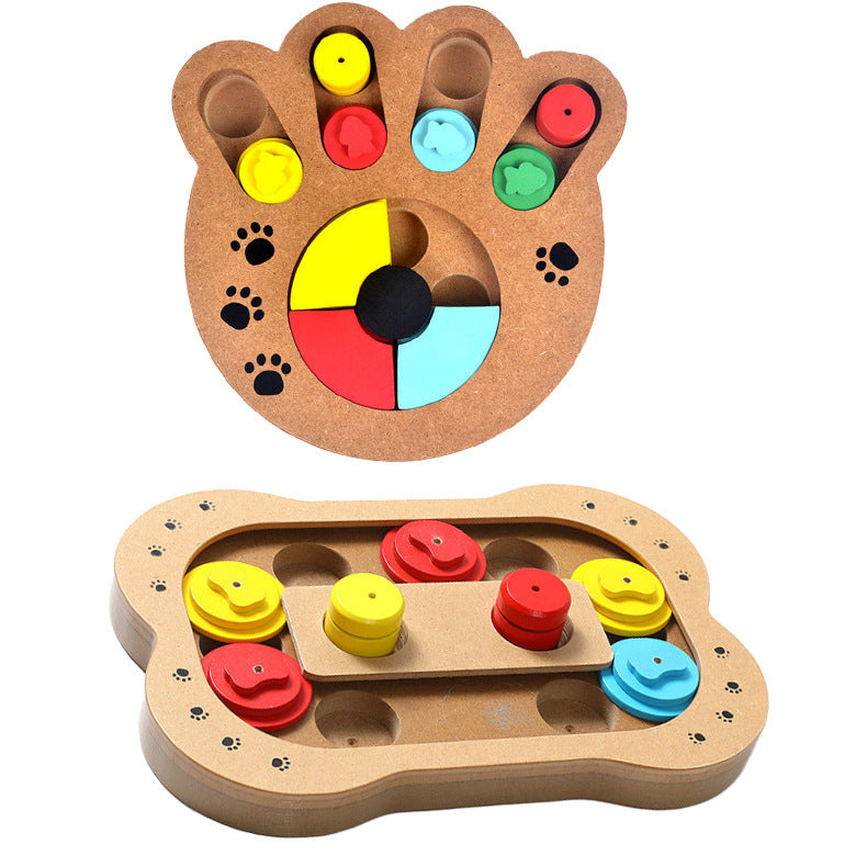 Pet Dog Puzzle Toy Bone Paw Print New Wooden Toy Feeding Multifunctional Pet Toy - image 2