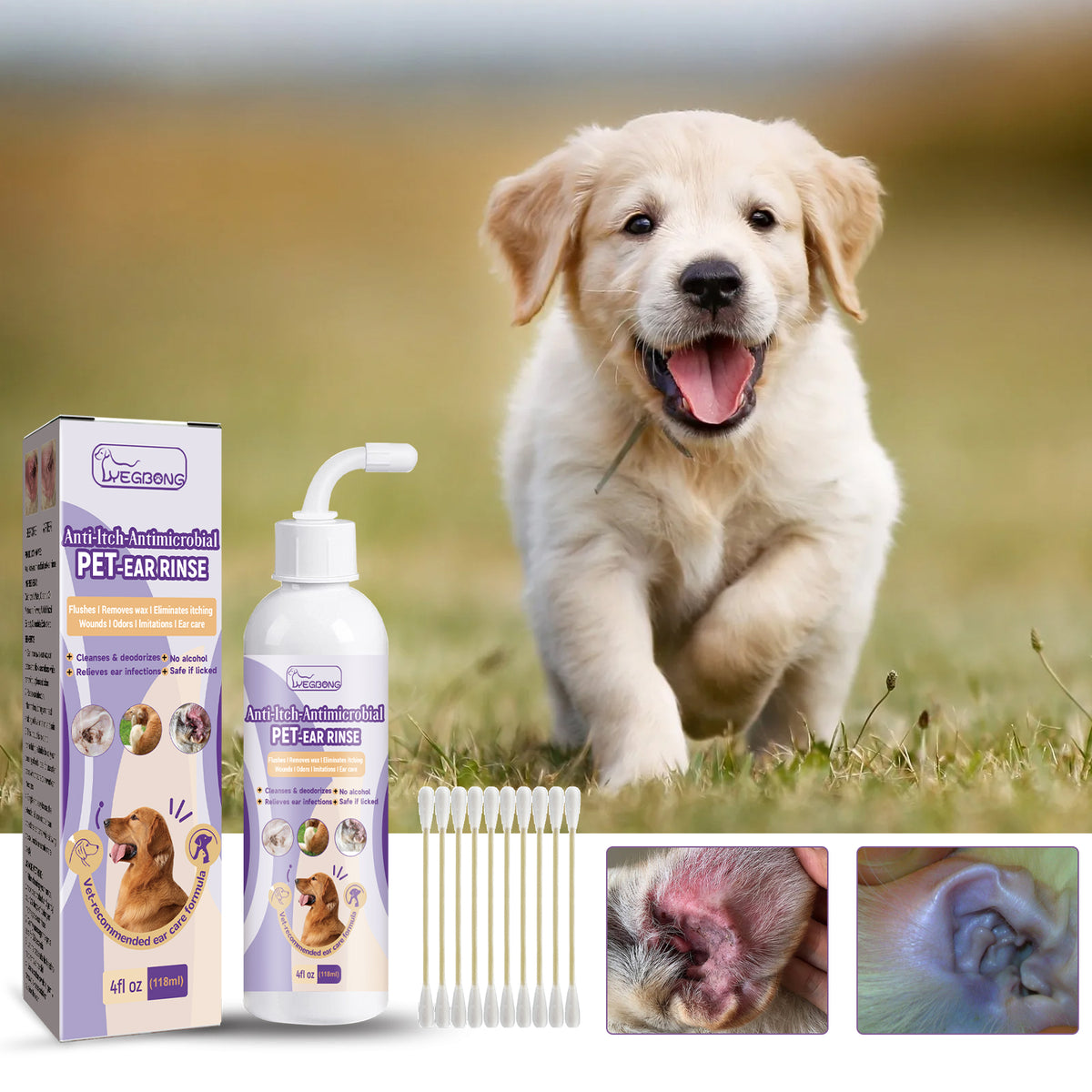 Pet Ear Cleaner, Cats And Dogs Relieves Ear Canal Odors Cleaning Earwax Ear Wash Drops - image 2