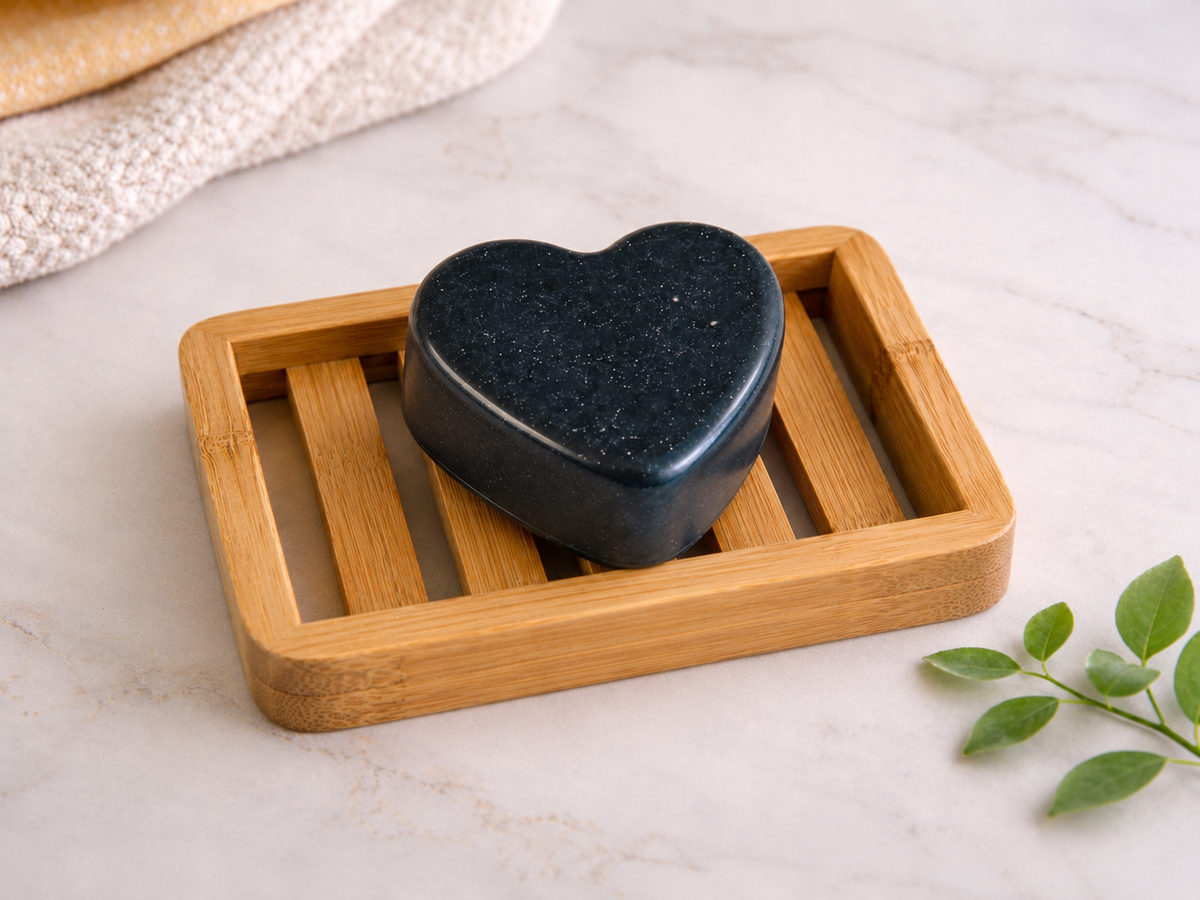 CHARCOAL GOAT MILK FACE SOAP - Face Soap + Bamboo Dish - view 6