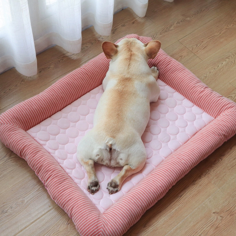 Cooling pet mats for dogs & cats (puppies/kittens): ice silk, breathable, soft summer pads in pink/blue. - image 3