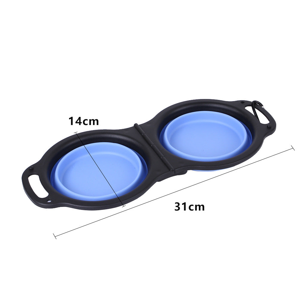 Pet Folding Silicone Double Bowl Pet Supplies Portable Dog Bowl - image 3