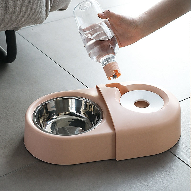 Dogs Cats Bowl and Drinking Fountains with Automatic Water Outlet Anti-overturning Feeders Plastic Feeding Bowl Pet Accessori