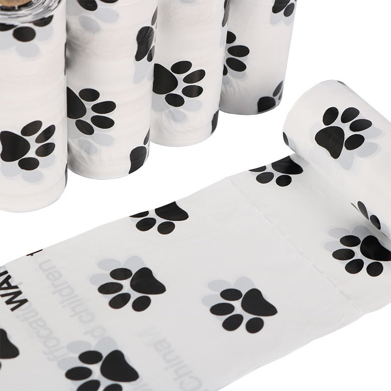 White Footprint Dog Poop Collection Bag D2W Photo Oxygen Degradation Pet Garbage Bag Pet Supplies - image 5