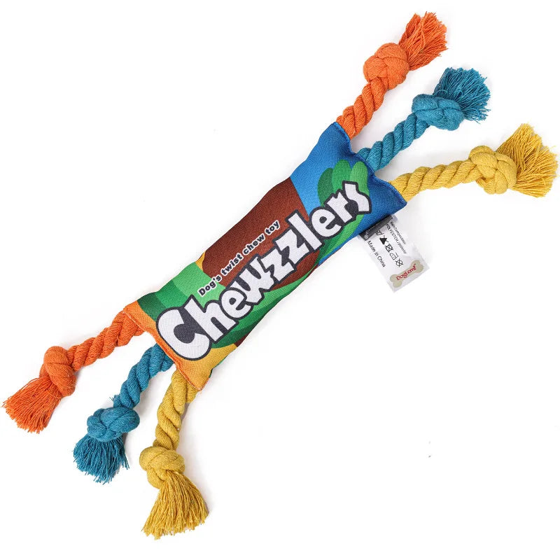 Puppy Dogs Toys Puppy colorful Cotton Chew Rope Knot Toy Durable Braided Dog Toys Dog Cleaning Teeth Braided Bone Rope - imag