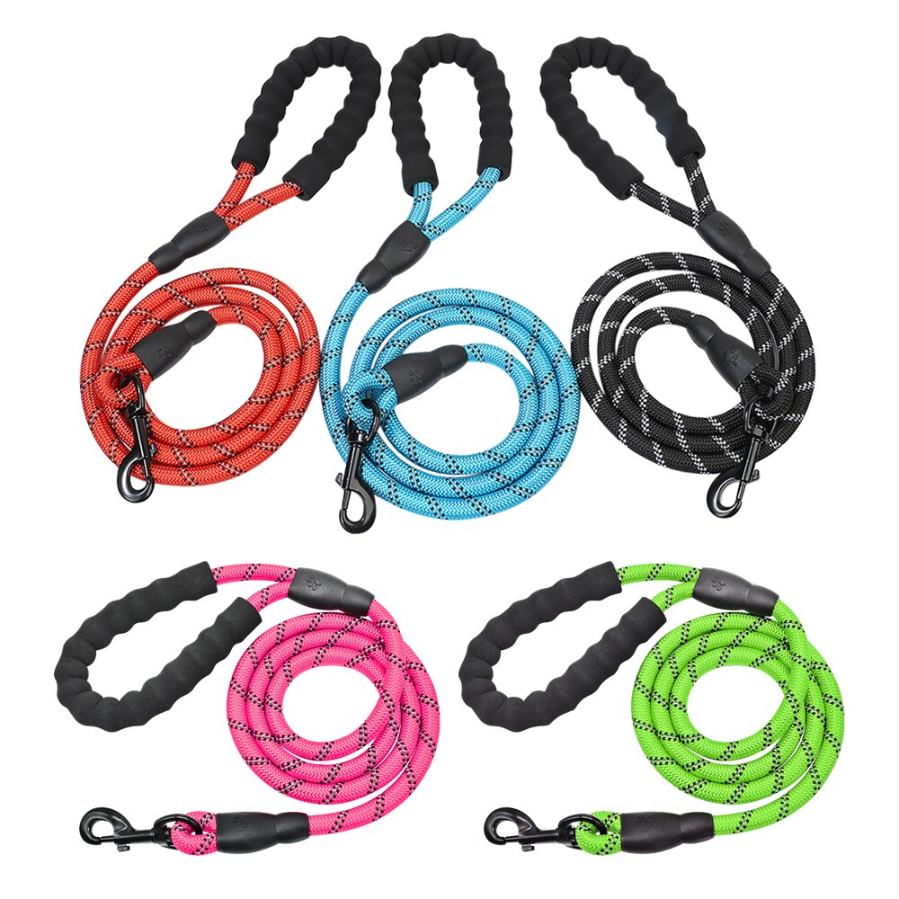 Reflective Dog Pet Leash Rope Nylon Small Dogs Puppy Leashes 150cm Long Heavy Duty Large Dog Lead Red Blue Pink Green Black -