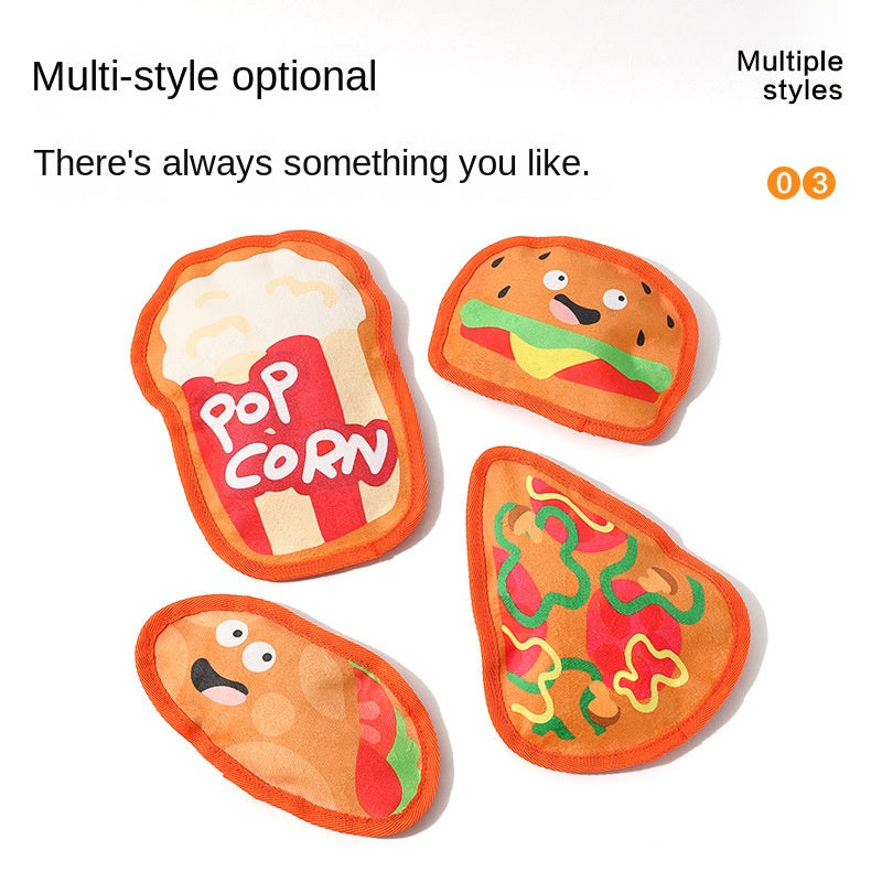 Durable Dog Toy for Chewing, Playing, and Teeth Cleaning - Fun Squeaky Anti-Boredom Design in Hamburger and French Fries Shap