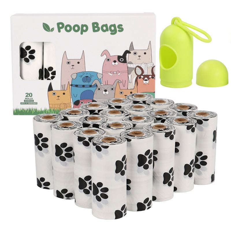 White Footprint Dog Poop Collection Bag D2W Photo Oxygen Degradation Pet Garbage Bag Pet Supplies - image 10