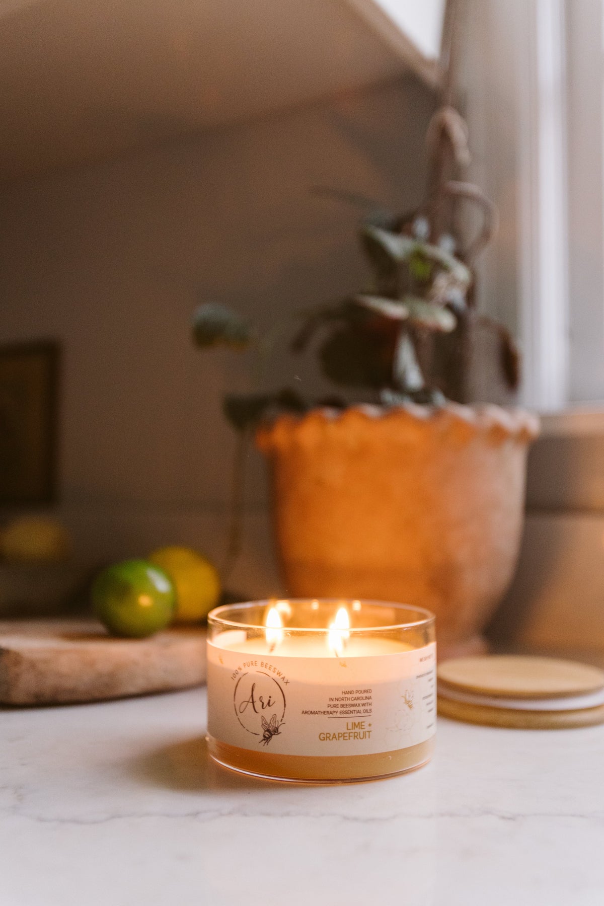 Lime Grapefruit Beeswax Candle |8 oz - view 4
