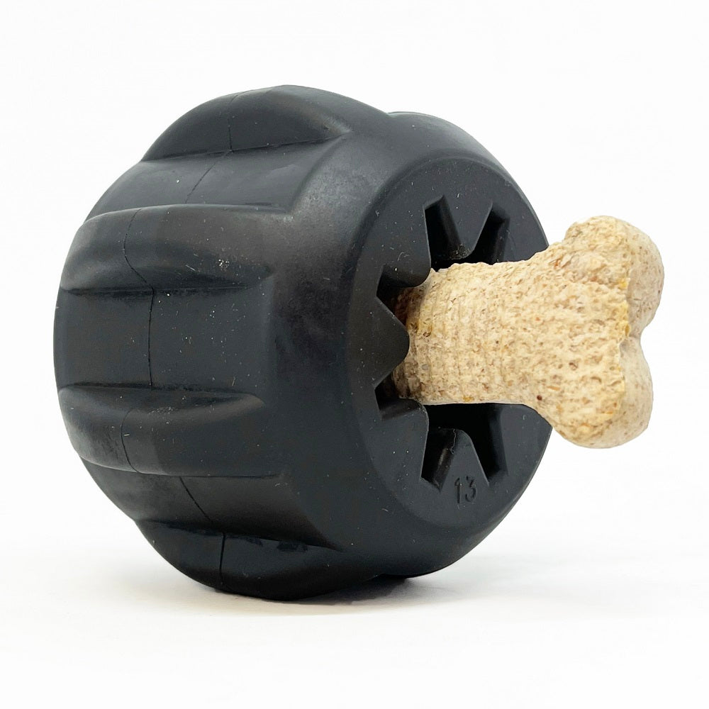 Gear eDispenser - Durable Rubber Yak Chew Holder & Treat Pocket - LARGE GEAR TOY - BLACK - view 2