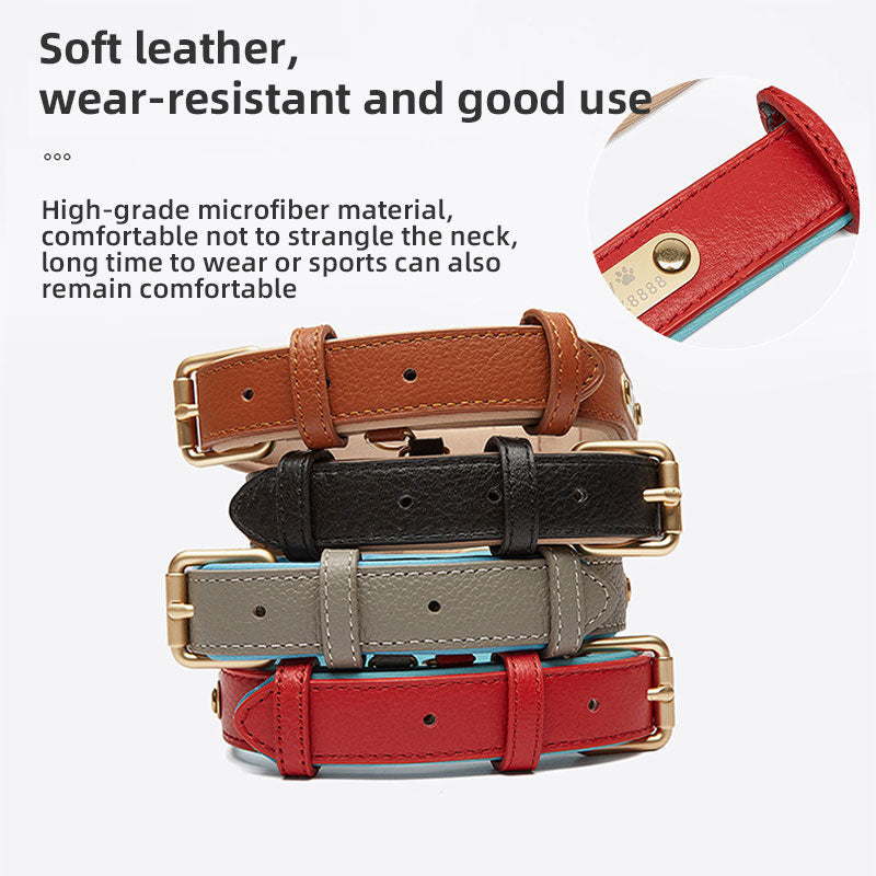 Light Luxury Leather Dog Collar Fashion Wear-Resistant Tear Bite Widening Collar Pet Supplies - image 2