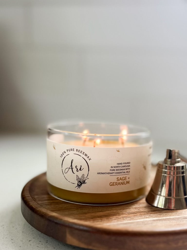 Sage Geranium Beeswax Candle |8 oz - view 4