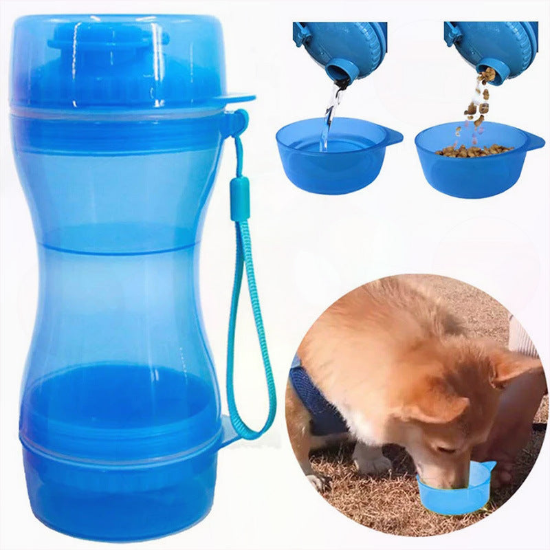 Collapsible Dog & Cat Water Bottle with Built-In Bowl – Portable Travel Feeder
