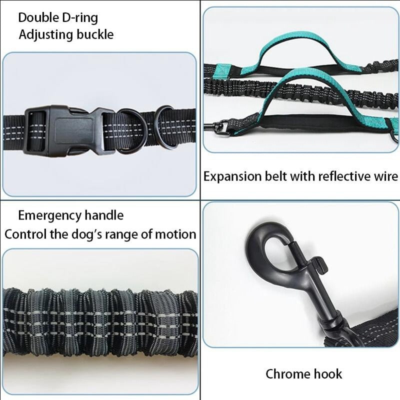 Dual Elastic Reflective Running Traction Rope Portable Retractable Dog Rope Dog Chain Traction Rope Pet Supplies - image 3