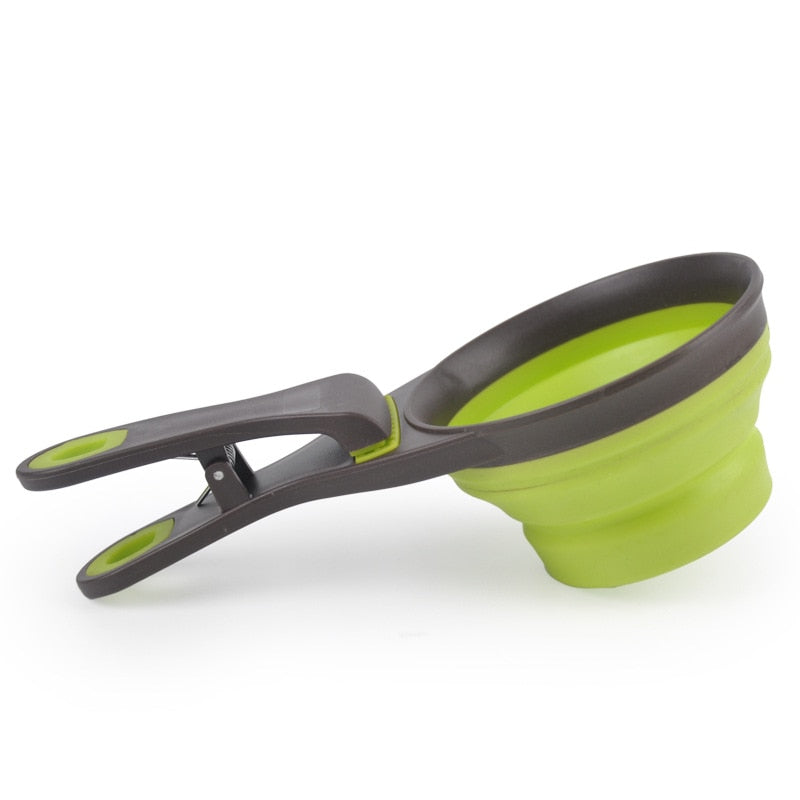 Multifunctional Folding Silicone Dog Bowl Feeder Portable Pet Food Container Measuring Cup Spoon Dogs Feed Storage Tool - ima