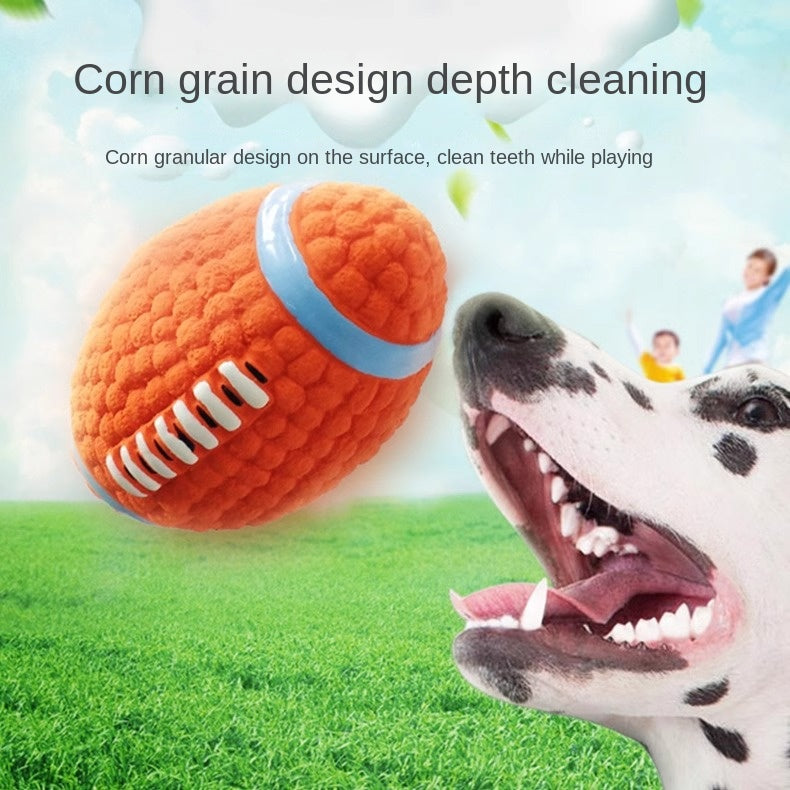 Chew Teeth Cleaning Sound Football Rugby Ball Thickened Durable Toy for Large Dogs Pet Latex Ball - image 4