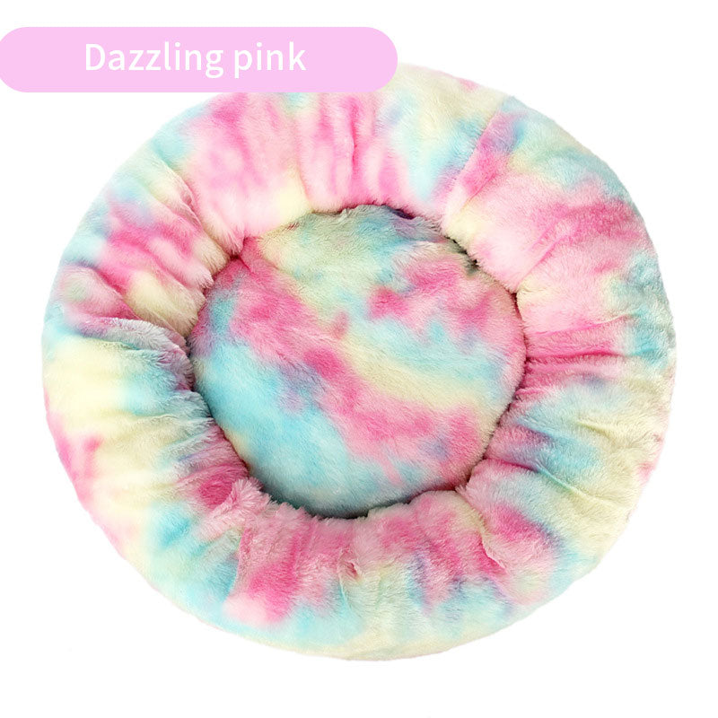 Dog Kennel Cat Kennel Plush Round Gradual Change Pet Kennel Dog Bed Winter Mat Gradual Change Pet Mattress Pet Supplies - ima