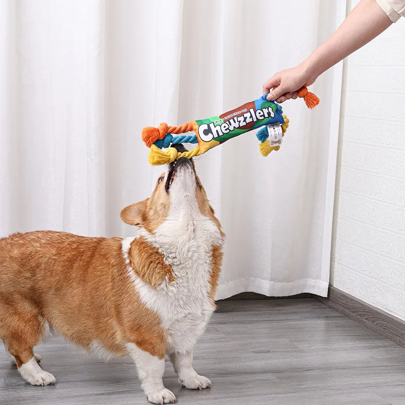 Puppy Dogs Toys Puppy colorful Cotton Chew Rope Knot Toy Durable Braided Dog Toys Dog Cleaning Teeth Braided Bone Rope - imag