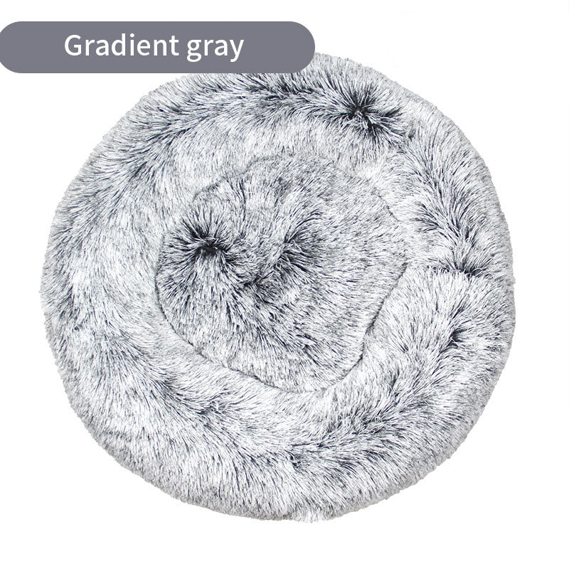 Dog Kennel Cat Kennel Plush Round Gradual Change Pet Kennel Dog Bed Winter Mat Gradual Change Pet Mattress Pet Supplies - ima