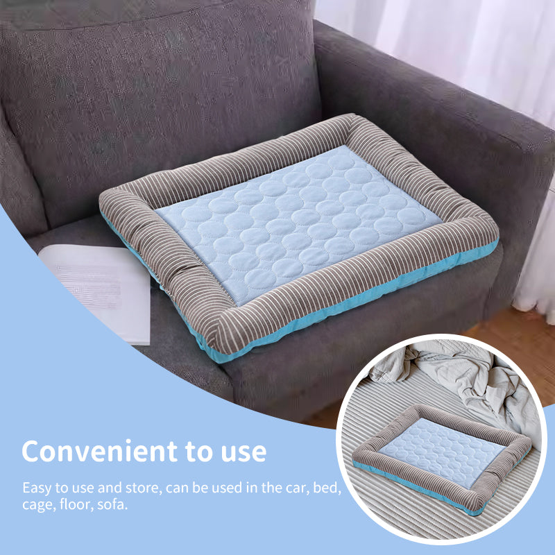 Cooling pet mats for dogs & cats (puppies/kittens): ice silk, breathable, soft summer pads in pink/blue. - image 5