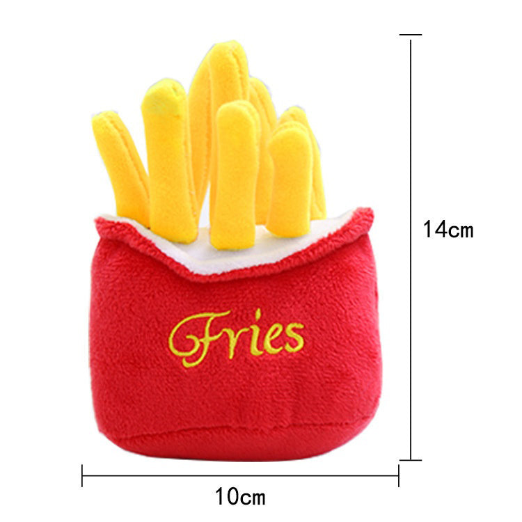 Cute Cat Plush Sound Toy - Adorable Cat Toy with French Fries and Hamburger for Small and Medium Dogs and Teddy Bears - image