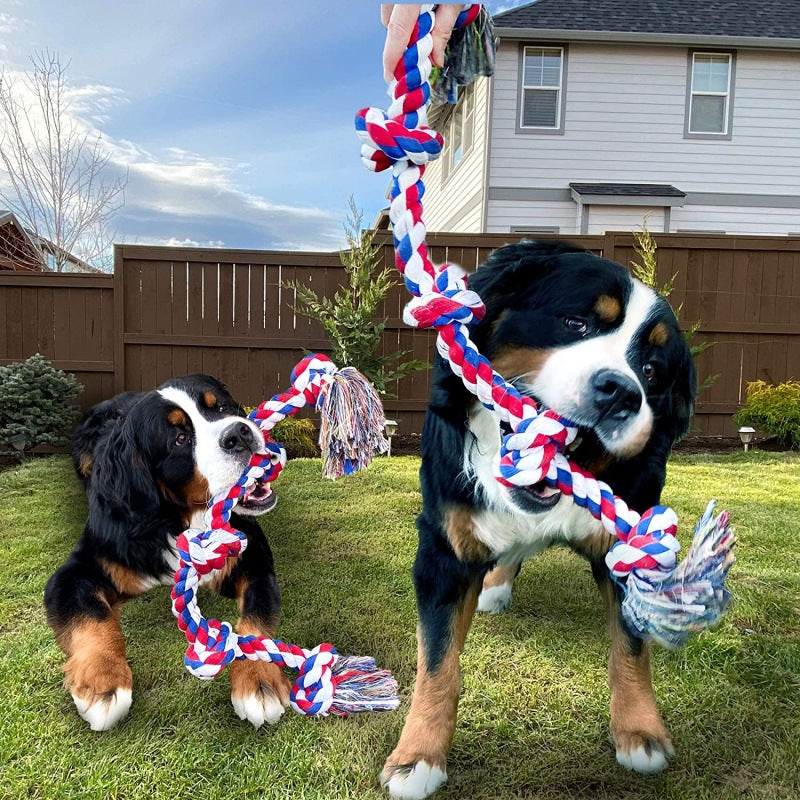 Large Dog Pet Toy Durable Chew Cotton Rope Five-Knot Dog Pet Supplies for Dogs and Cats - image 4