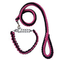 Double Strand Rope Large Dog Leashes Metal P Chain Buckle Contrast Colorful Pet Traction Rope Collar Set Firm 1.2m Length - i