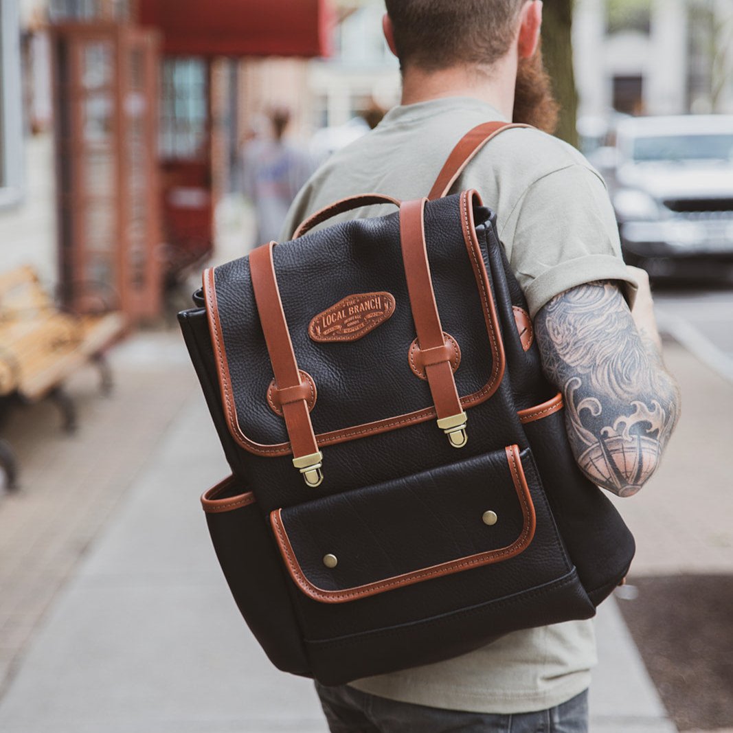 Adventurer Rucksack - USA Made - Two-toned Black & Mahogany - view 2