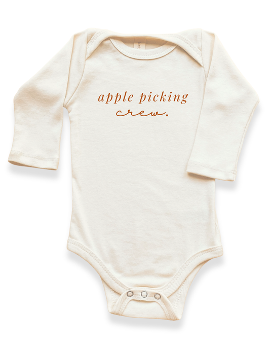 Apple Picking Crew Organic Bodysuit Long Sleeve - 0-3M, 3-6M, 6-12M, 12-18M