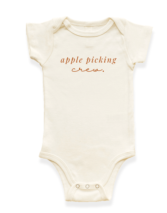 Apple Picking Crew Organic Baby Bodysuit - 0-3M, 3-6M, 6-12M, 12-18M