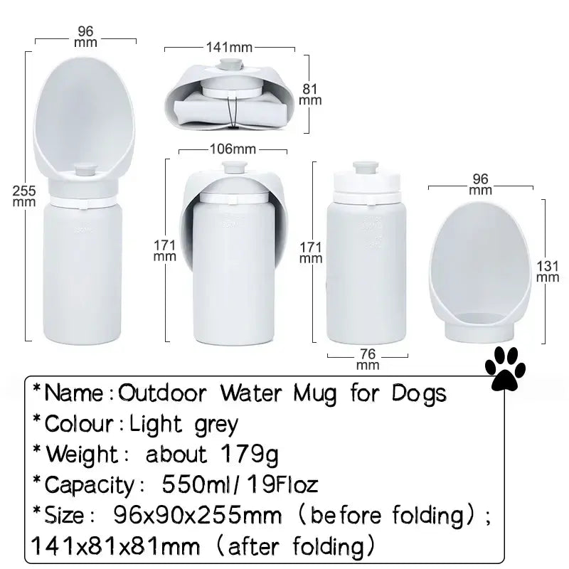 550ml Portable Silicone Foldable Dog Water Bottle & Dispenser - image 2