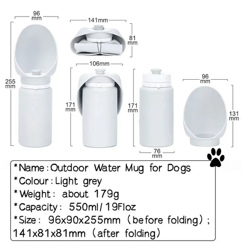 550ml Portable Silicone Foldable Dog Water Bottle & Dispenser - image 2