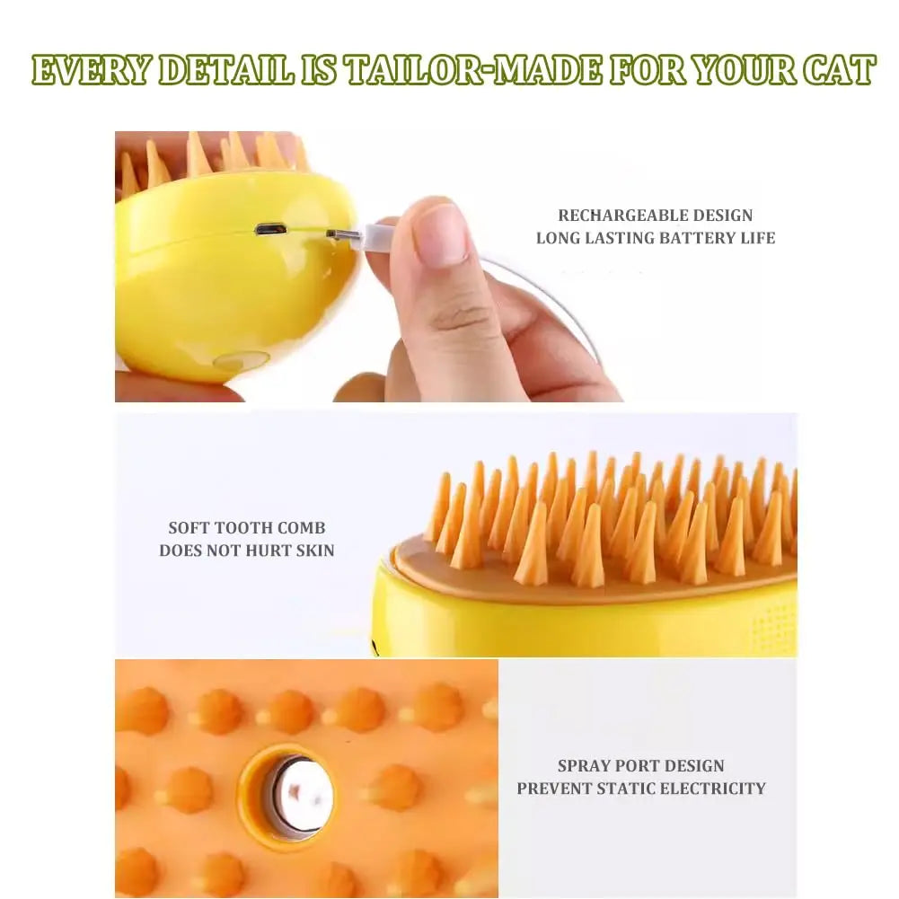 3 In 1 Self-Cleaning Massage Combs Effective Steamy Brush Pet Dog Steam Brush - image 4