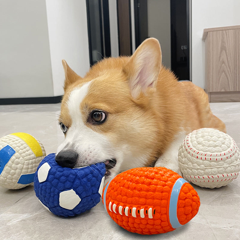 Chew Teeth Cleaning Sound Football Rugby Ball Thickened Durable Toy for Large Dogs Pet Latex Ball - image 2