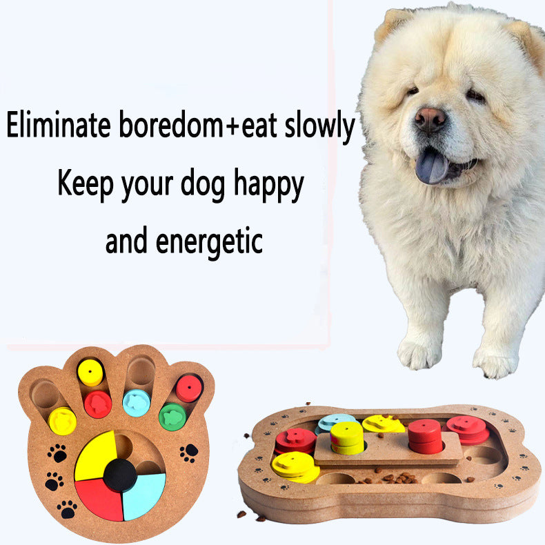 Pet Dog Puzzle Toy Bone Paw Print New Wooden Toy Feeding Multifunctional Pet Toy - image 3