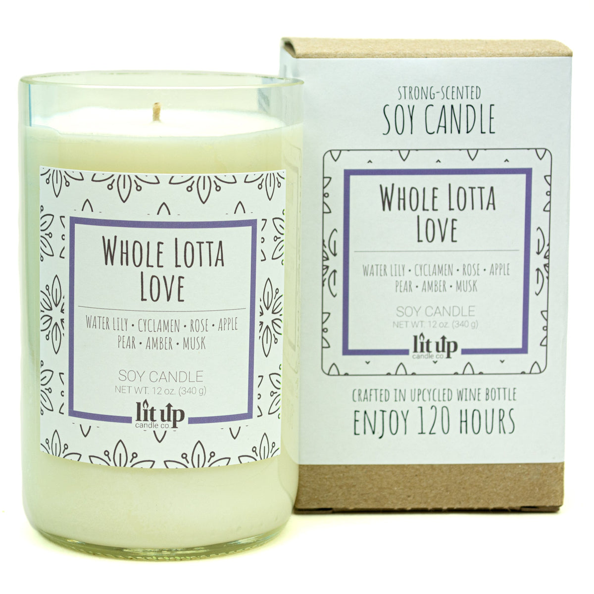 Whole Lotta Love 12 oz. soy candle in upcycled wine bottle - view 7