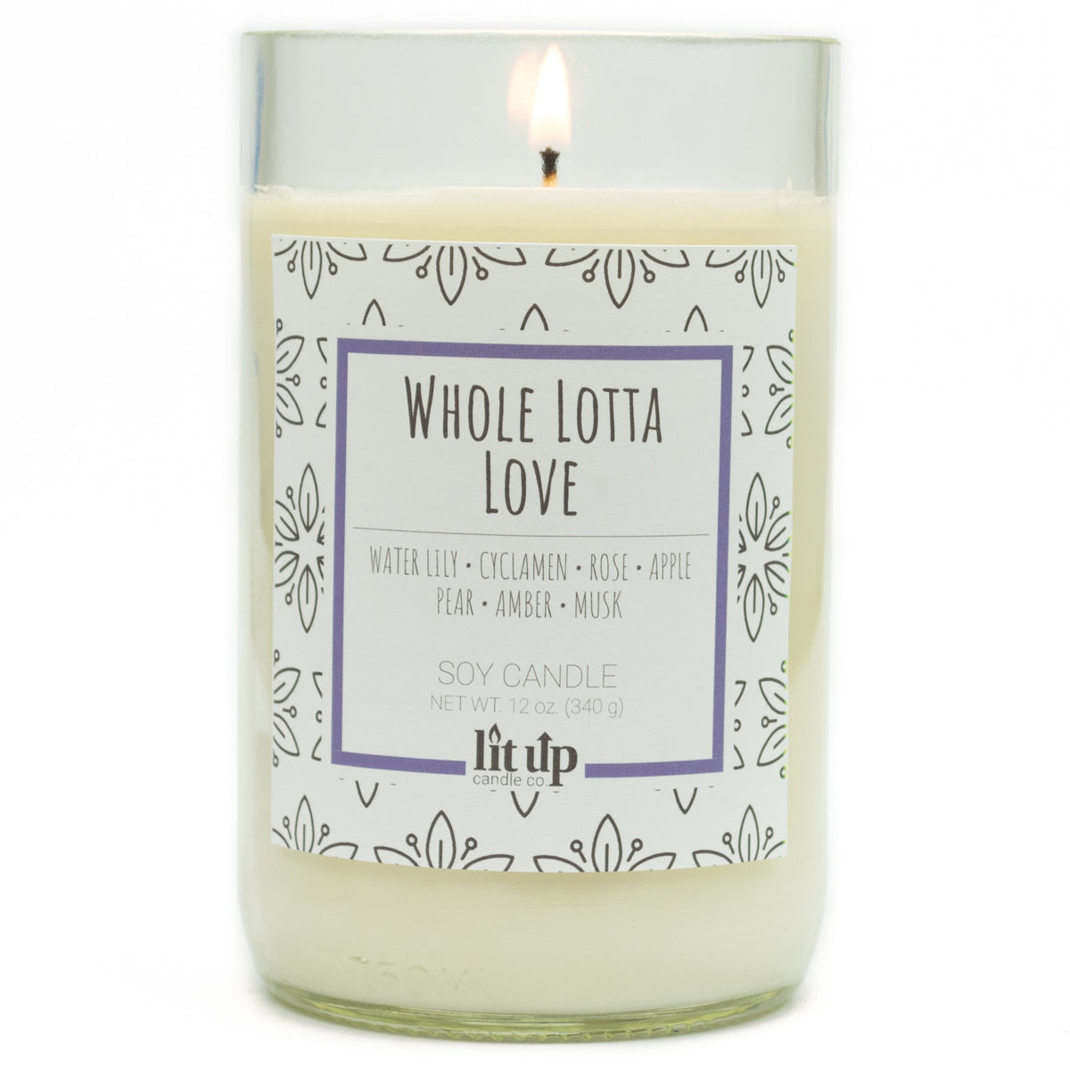 Whole Lotta Love 12 oz. soy candle in upcycled wine bottle - view 5