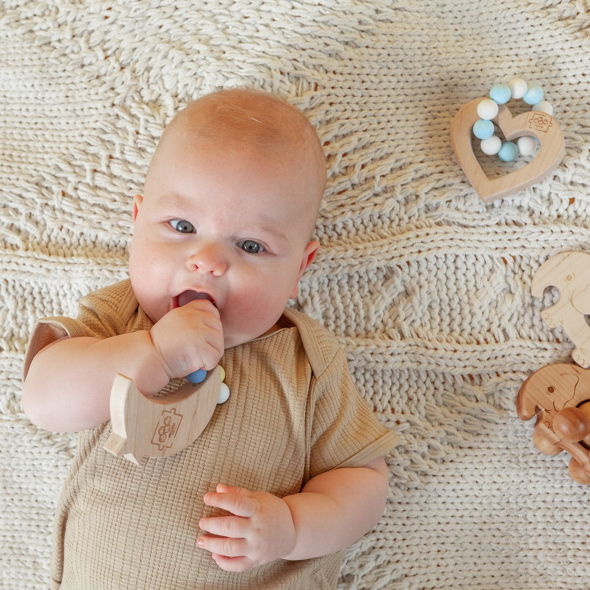 Silicone Bead Teether with Organic Cotton Bag - Calming Moon - view 5