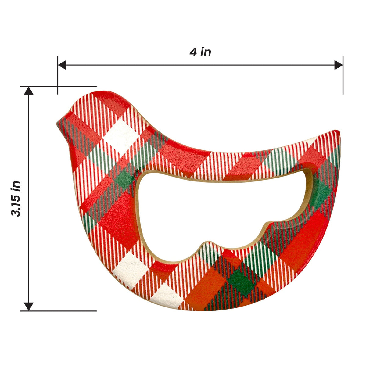 Solid Maple Wood Bird Rattle & Teether (Christmas Plaid) - view 5