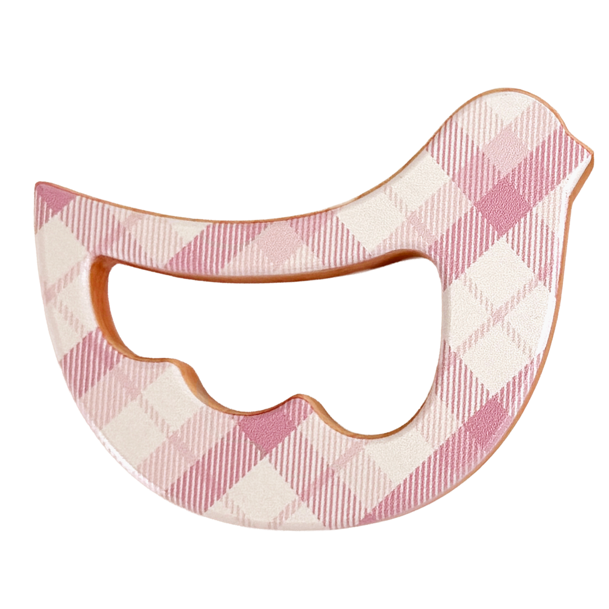 Solid Maple Wood Bird Rattle & Teether (Pink Plaid) - view 3