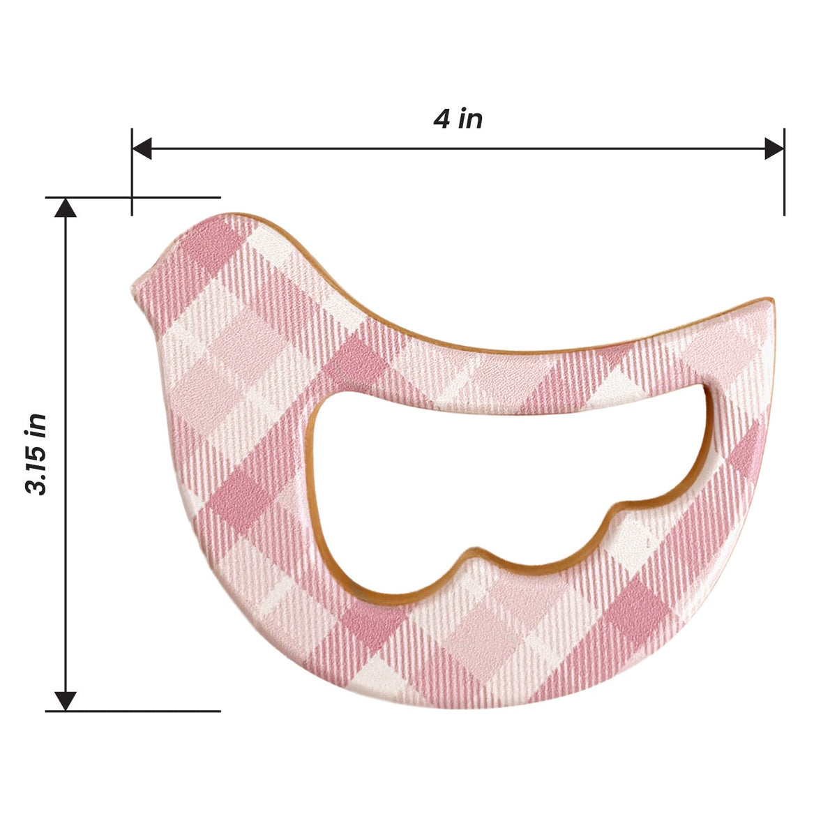 Solid Maple Wood Bird Rattle & Teether (Pink Plaid) - view 4