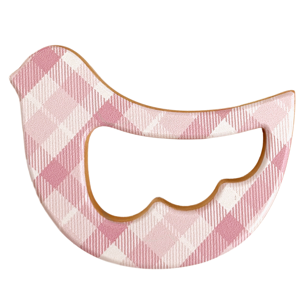 Solid Maple Wood Bird Rattle & Teether (Pink Plaid) - view 2