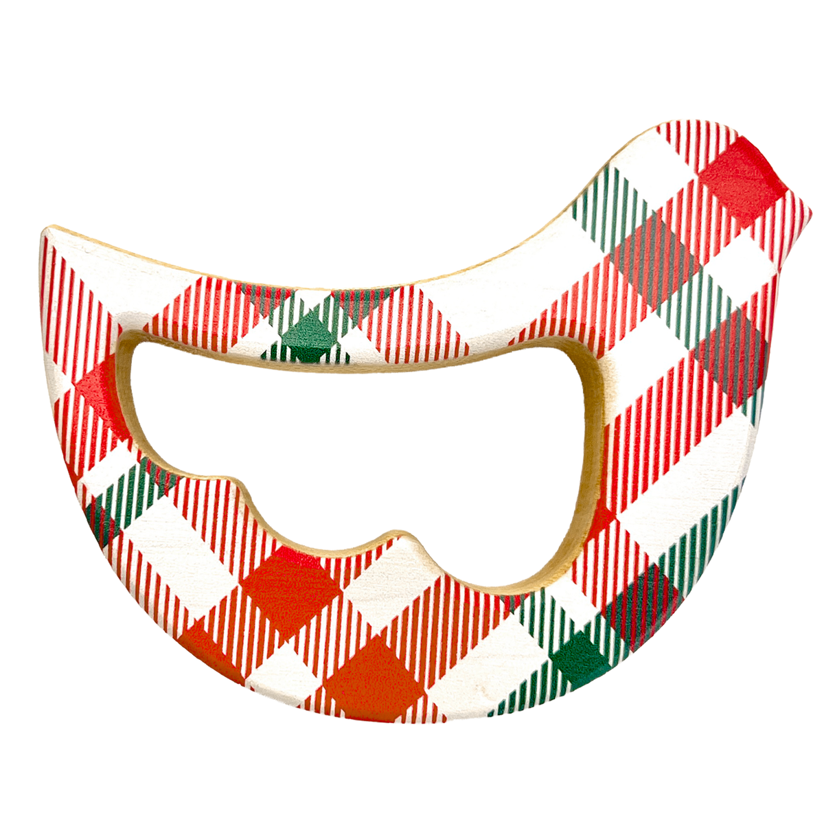 Solid Maple Wood Bird Rattle & Teether (Christmas Plaid) - view 4