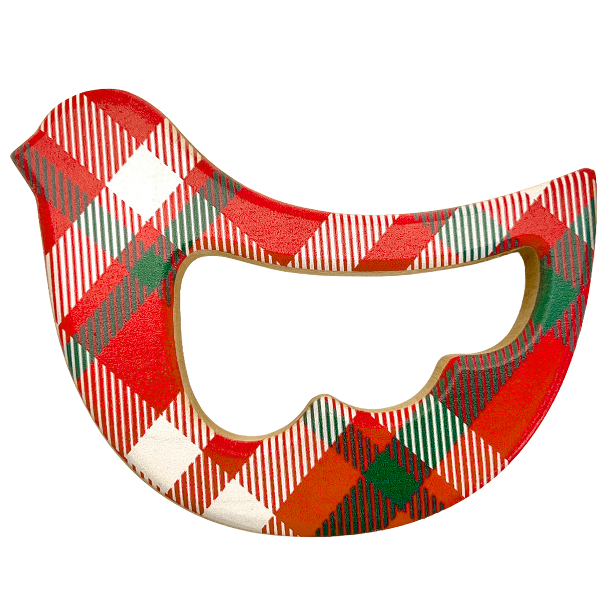Solid Maple Wood Bird Rattle & Teether (Christmas Plaid) - view 3