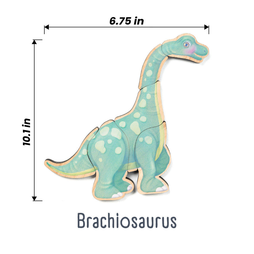 Dinosaur Magnetic Wooden Puzzle Set with Cotton Bag | Made in the USA 🇺🇸