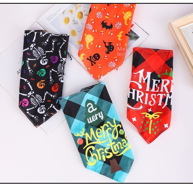 Pet Bandana for Dogs and Cats - Thanksgiving, Christmas, Halloween Pet Triangle Scarf Bib - image 3