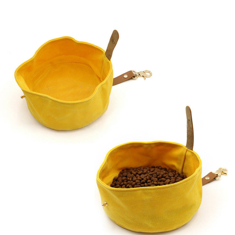Foldable Waxed Food Tray Portable Pet Tableware Outdoor Pet Travel Canvas Dog Bowl - image 8