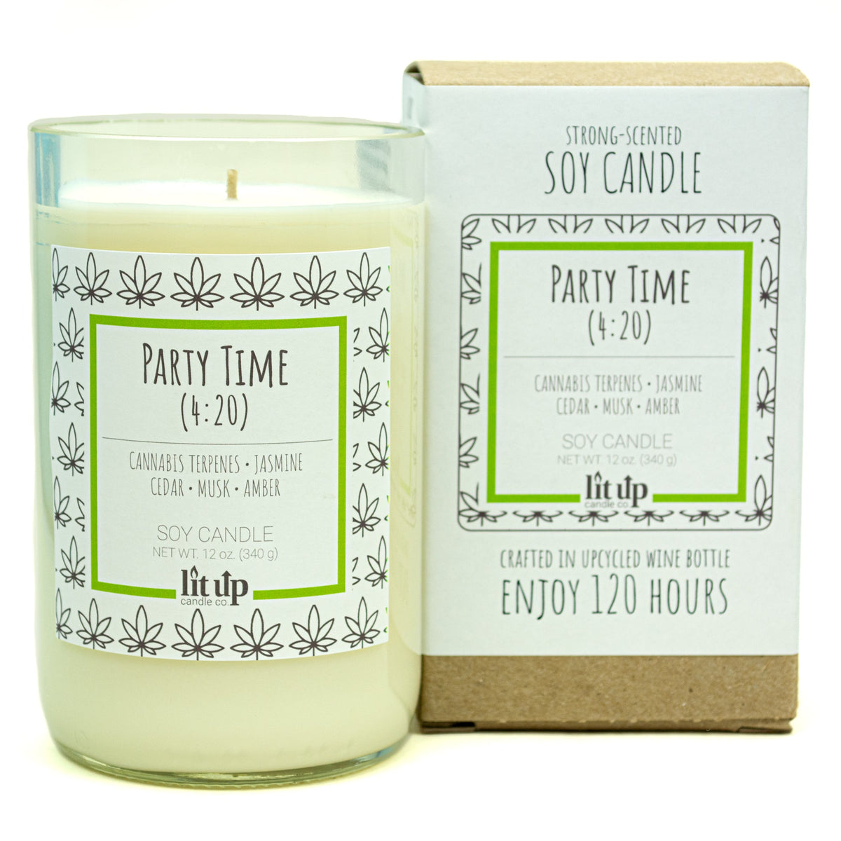 Party Time (4:20) 12 oz. soy candle in upcycled wine bottle - view 5