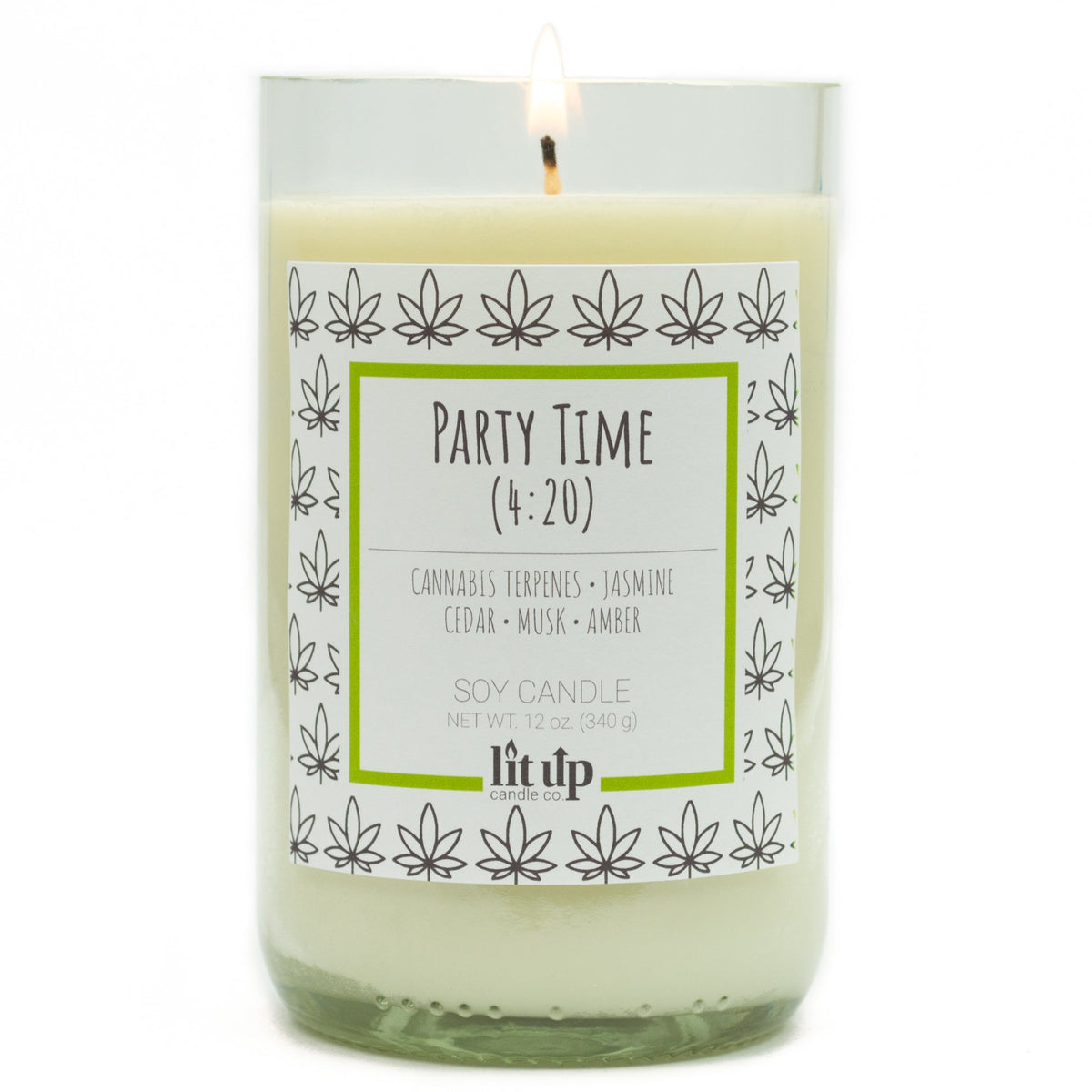 Party Time (4:20) 12 oz. soy candle in upcycled wine bottle - view 3