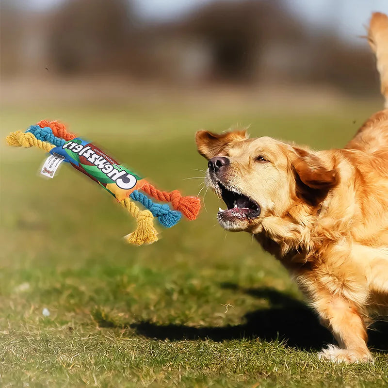 Puppy Dogs Toys Puppy colorful Cotton Chew Rope Knot Toy Durable Braided Dog Toys Dog Cleaning Teeth Braided Bone Rope - imag